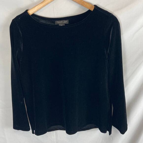 Rachel Zoe Velvet Black Top Size Small - Picture 3 of 9